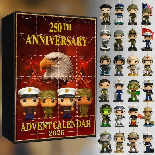 U.S. Army 250th Anniversary Acrylic Advent Calendar Blind Box Patriotic Christmas Decor Collector Ornament Set