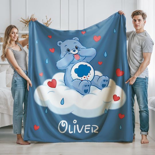 Grumpy Care Bear Blanket, Cute Retro Cartoon Throw, Cozy Kids Blanket, Care Bear Blanket for kids, Nostalgic 80s Cartoon Blanket