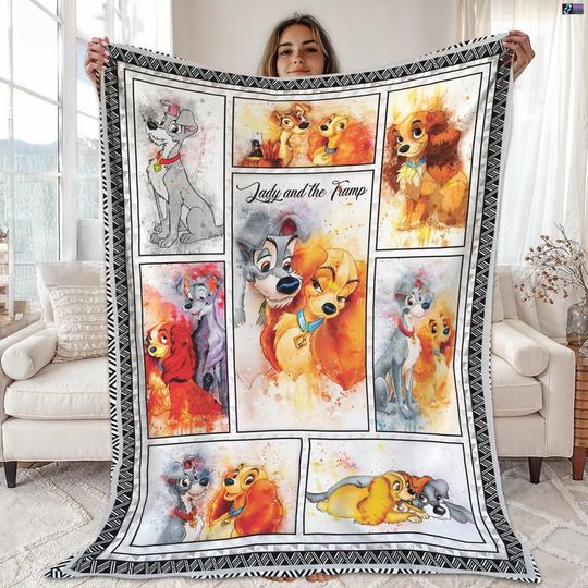 Disneyland Lady And The Tramp Fleece Blanket, The Tramp Dog Throw Blanket, Magic Kingdom, Disneyland Fleece Throw Blanket For Bed Couch Sofa
