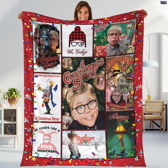 Ralph Ralphie Parker Fleece Blanket, A Christmas Story Blanket, Christmas Movie Fleece Blanket For Bed Couch Sofa, Christmas Movie Blanket