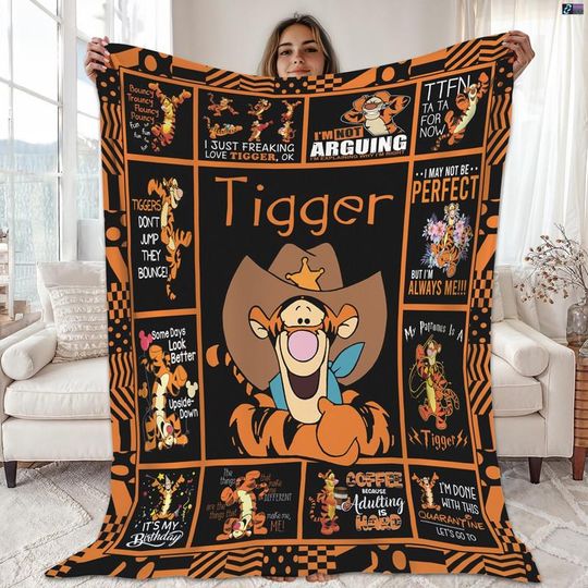 Discover Disneyland Tigger Fleece Blanket, Winnie The Pooh Tigger Blanket, Tigger Magic Kingdom Blanket, Disneyworld Throw Blanket For Bed Couch Sofa
