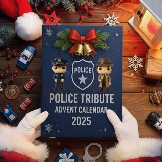 Police Christmas Advent Calendar Acrylic Blind Box, Law Enforcement Holiday Decor, Officer Gift, Memorial Keepsake