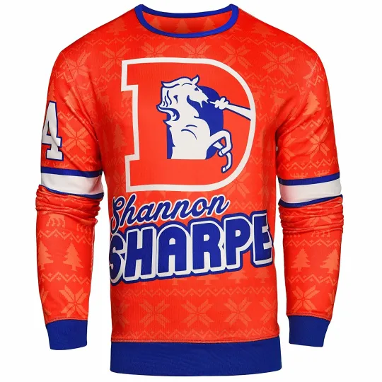 Discover Football Men's Denver Shannon Sharpe #84 Retired Player Ugly Sweater, Christmas Gift
