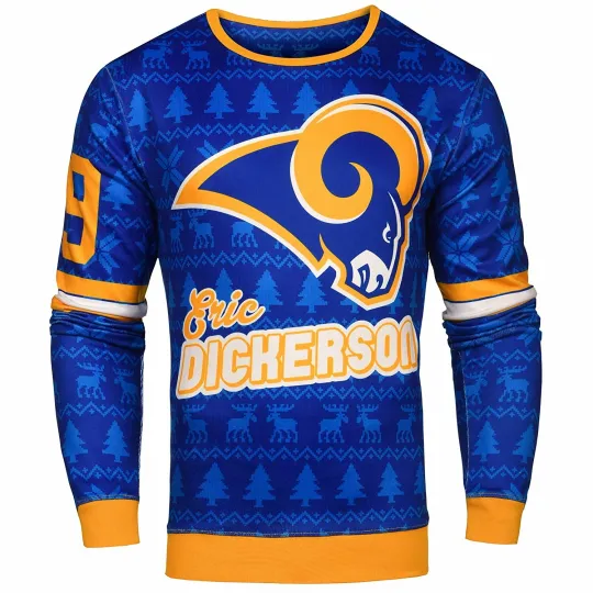 Discover Football Men's Los Angeles Eric Dickerson #29 Retired Player Ugly Sweater, Christmas Gift