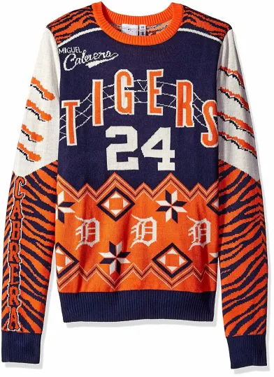 Discover Men's Detroit Baseball Miguel Cabrera #24 Ugly Sweater, Christmas Gift