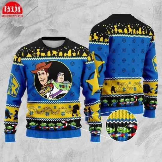 Disneyland Toy Story Ugly Christmas Sweater Woody Buzz Lightyear