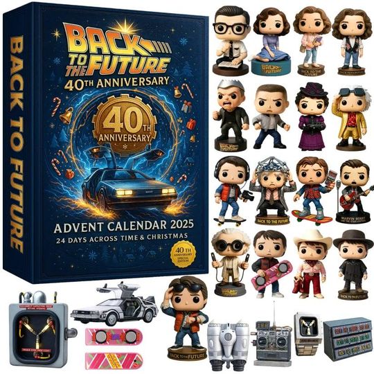 Back to the Future 40th Anniversary Advent Calendar 2025, Movie Collectors Holiday Countdown Box, Retro Sci-Fi Christmas Gift for Fans