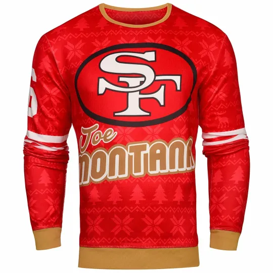 Football Men's San Francisco Joe Montana #16 Retired Player Ugly Sweater, Christmas Gift