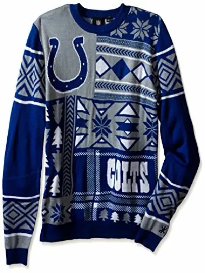 Discover Football Men's Indianapolis Patches Ugly Sweater, Blue, Gift For Fan, Christmas Gift