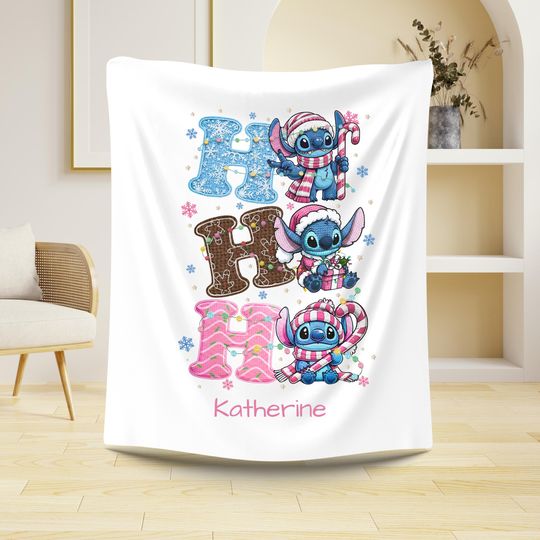 Discover Personalized Christmas Stitch Blanket, Holiday Velveteen