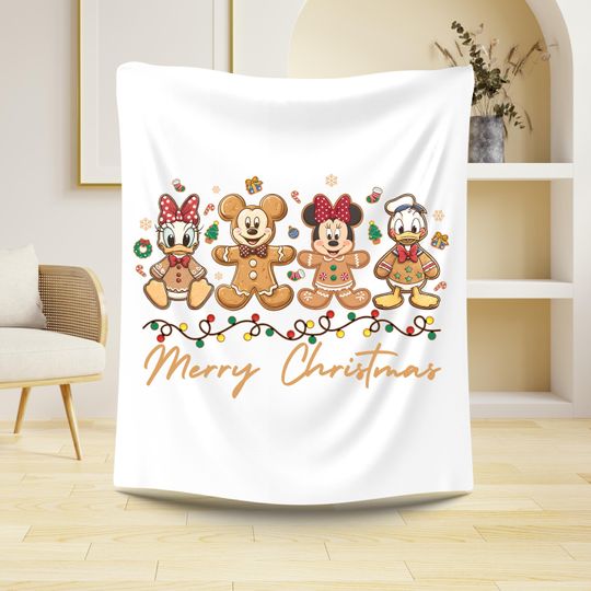 Discover Mickey & Friends Christmas Blanket, Gingerbread Xmas Velveteen