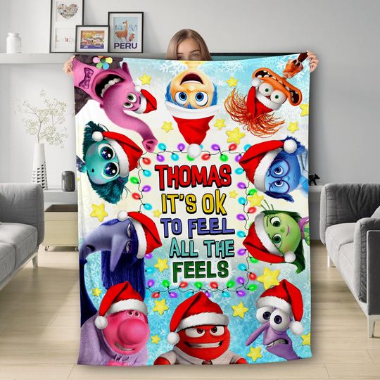 Discover Custom Name Inside Out Christmas Blanket, Inside Out 2 Emotions Blanket, Inside Out Christmas, Inside Out Blanket, Custom Name Blanket