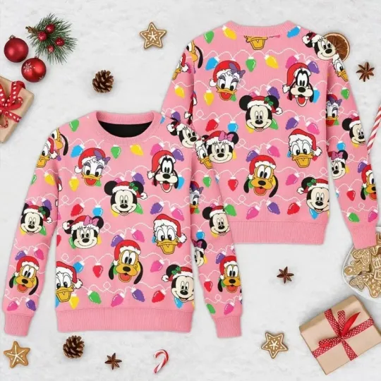 Discover Disney Mickey and Friends Christmas Family 3D Ugly Sweater