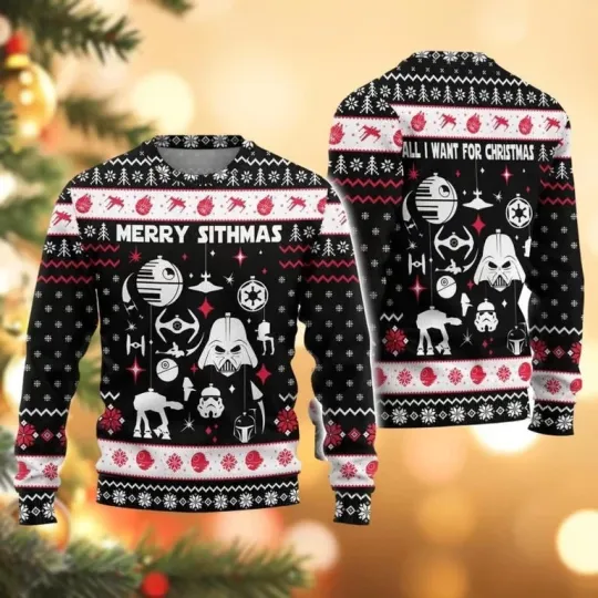 Discover Star Wars Christmas Ugly Sweater, Merry Sithmas Sweater, Disney Movie Holiday Shirt