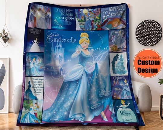 Discover Cinde Disney Princess Fleece Blanket, Disney Blanket For Kid Baby Adult, Cute Girl Home Decor, Christmas Gift for Her, Themed Bedding
