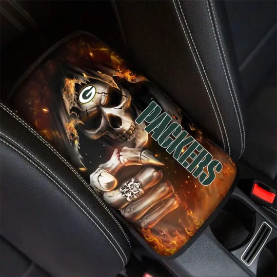 Discover football Green Bay Packers Skull Style Car Armrest Pads
