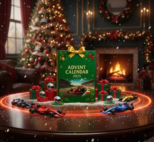 Discover 24 Days of Mini Race Cars & Helmets, F1 Advent Calendar 2025, Xmas Countdown Gift Box for Formula Racing Fans And Motorsport Lovers