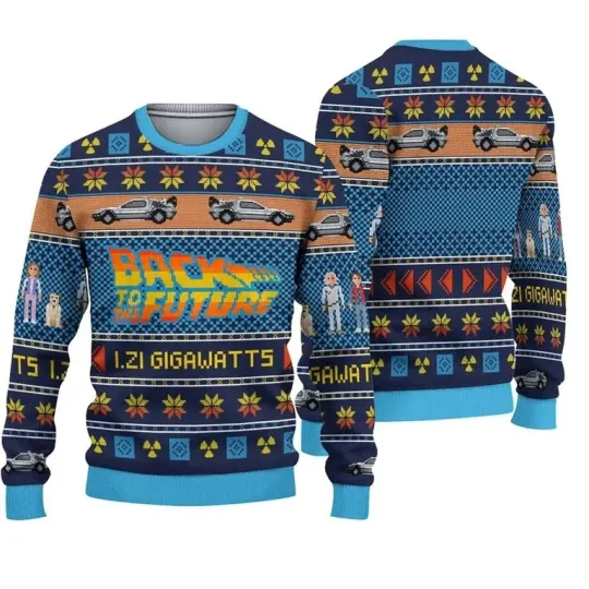 Back to the Future 80s Movie Ugly Christmas Sweater for Men