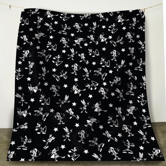 Discover Funny Mickey And Friends Skeleton Halloween Blanket, Disney Halloween Fleece Blanket, Spooky Season Blanket