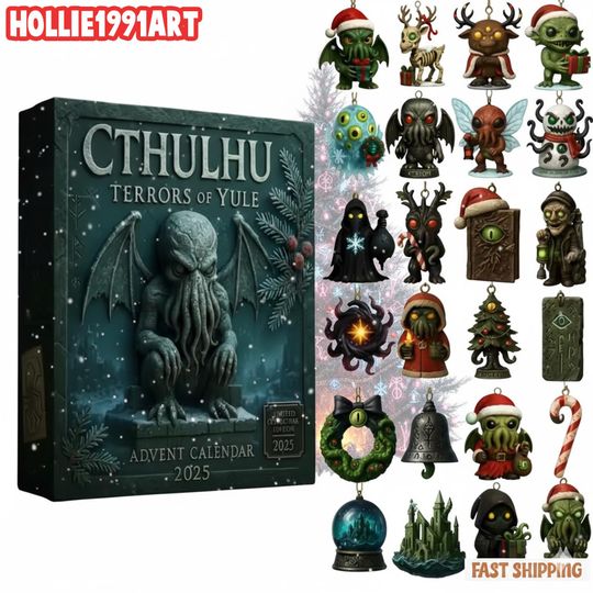 Discover Cthulhu Christmas Ornament Advent Calendar - 24 Days of Cosmic Horror, Dark Fantasy Holiday Decor