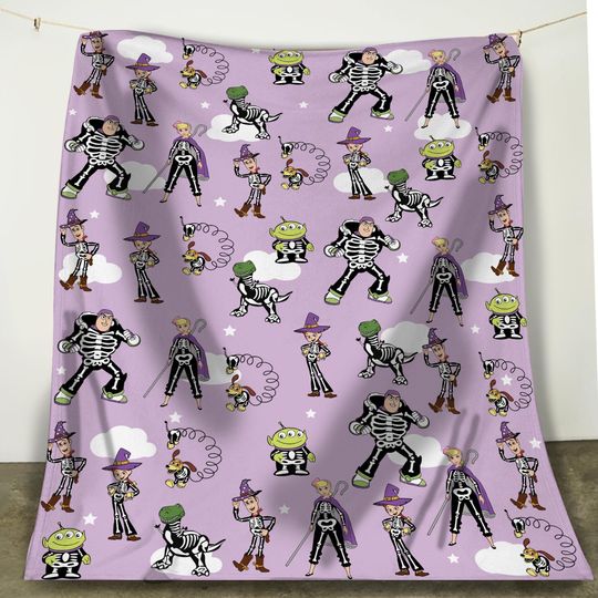Discover Funny Toy Story Skeleton Costume Halloween Blanket, You've Got A Friend In Me Fleece Blanket, Disney Halloween Bedding, Spooky Season Gift