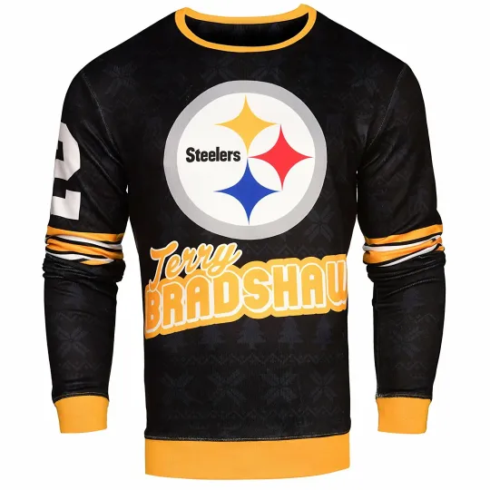 Discover Football Men's Pittsburgh Terry Bradshaw #12 Retired Player Ugly Sweater, Christmas Gift