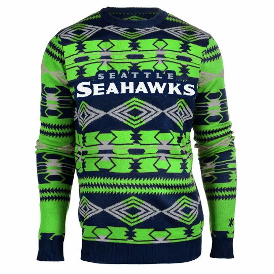 Discover Forever Collectibles Football Men's Seattle 2015 Aztec Ugly Sweater, Christmas Gift