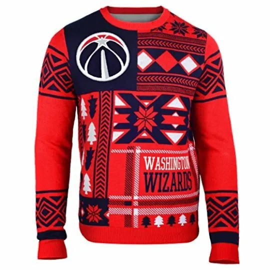 Discover Men's Washington Wizards Patches Ugly Sweater, Red, Christmas Gift