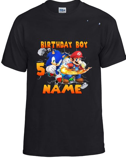 Discover Family Mario and Sonic Birthday Personalized T-shirt