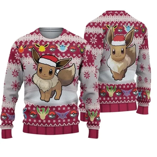 Eevee Eeveelution Christmas Ugly Sweater, Eevee Ugly Sweater For Men