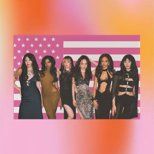 Katseye American Flag Banner, Kpop Concert Decor, Pink Flag