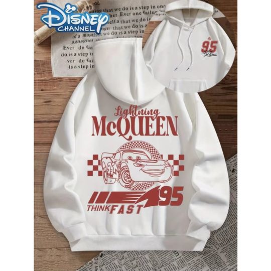 Discover Disney's Official Lightning McQueen Hoodie Sweatshirt Casual Pullover Men's and Women's Fashion Casual Hoodie Autumn and Winter