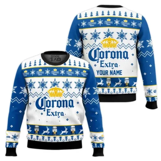 Corona Extra Beer Custom Name Christmas Sweater