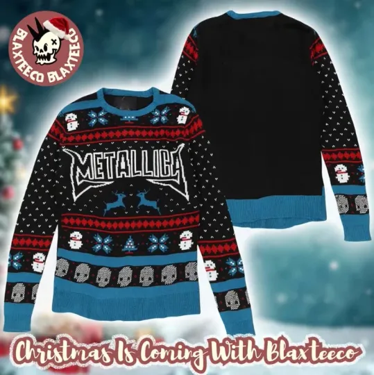 Discover Metallica Snowflakes Reindeer Pattern Vintage Ugly Christmas Sweater