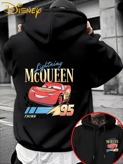Discover Disney Cars Lightning McQueen Men's Hoodie Autumn Winter Casual Unisex Pullover Sweatshirt Tracksuit Clothing Hoody Oversized