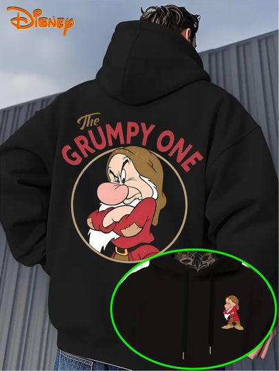 Discover Disney Dwarfs Grumpy Pattern Men's Hoodie Autumn Winter Casual Unisex Pullover Sweatshirt Tracksuit Clothing Hoody Oversized