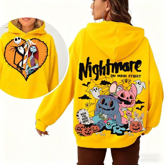 The Nightmare Before Christmas Women's Hoodie Autumn Winter Fashion Streetwear Jack & Sally & Halloween Print Oversized Pullover
