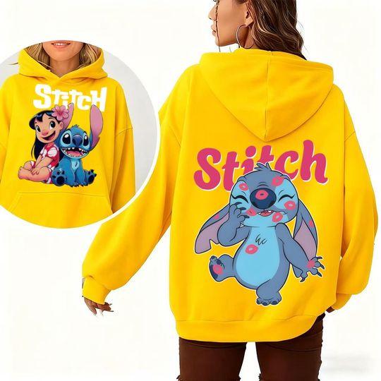 Discover Disney Lilo & Stitch Women's Hoodie Fall/Winter Warm Oversized Sweatshirt Cute Cartoon Print for Fashion Streetwear Casual Top
