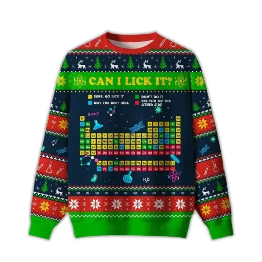 Discover Can I Lick It Periodic Table Ugly Christmas Sweater