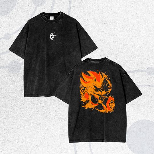 Shadow the Hedgehog Acid Wash T-Shirt Oversized Sonic Anime Tee