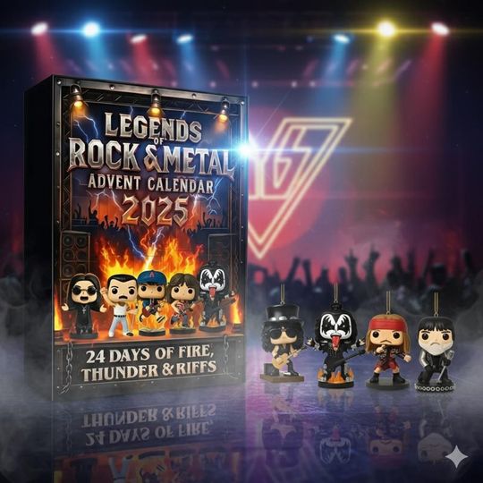 Discover Legends Rock and Metal Advent Calendar 2025, 24 Days Christmas Countdown Music Calendar, 2D Flat Acrylic Iconic Musical Holiday Gifts
