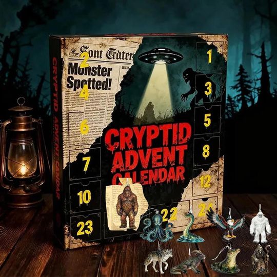 Discover Bigfoot Cryptid Advent Calendar 2025, Mysteries Of Unknow 24 Days Christmas Countdown Creatures Calendar, 2D Flat Acrylic Christmas Gifts