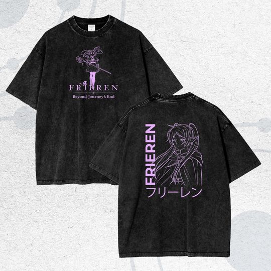 Discover Frieren Double Sided T-Shirt, Vintage Anime Manga Otaku Tee for Fans