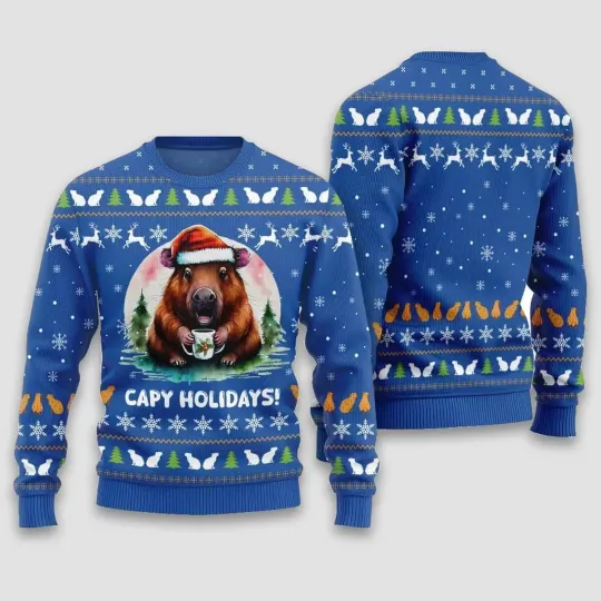 Discover Capy Holidays Ugly Christmas Sweater