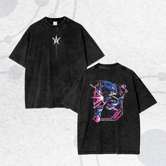 Acid Wash Metal Sonic & Shadow Oversized T-Shirt