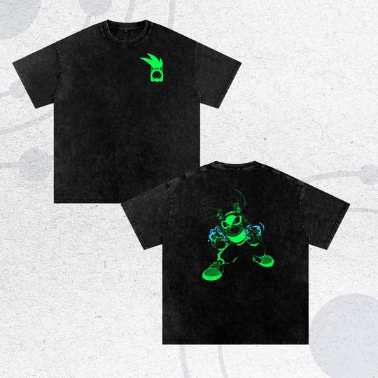 Discover Surge the Tenrec & Shadow Anime Double Sided Acid Wash Oversized T-Shirt