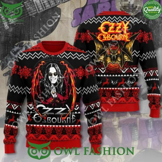 Discover Ozzy Osbourne Black Sabbath Logo Christmas 3D Ugly Sweater
