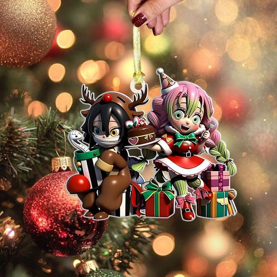 Discover Mitsuri and Obanai Christmas Ornament, Anime Acrylic Ornament, Japanese Anime Ornaments