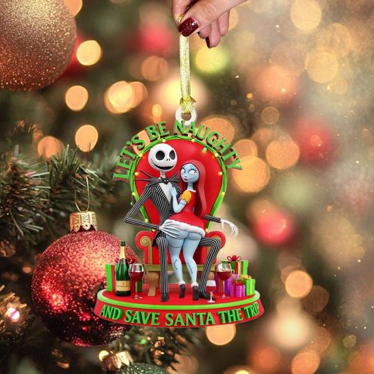 Jack and Sally Christmas Ornament, Nightmare Before Christmas Acrylic Ornament