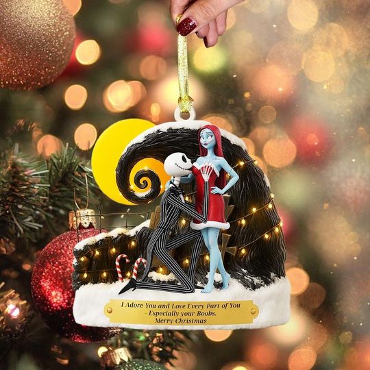 Jack and Sally Nightmare Before Christmas Acrylic Ornament, Gothic Christmas Tree Decorations, Movie Fan Gift